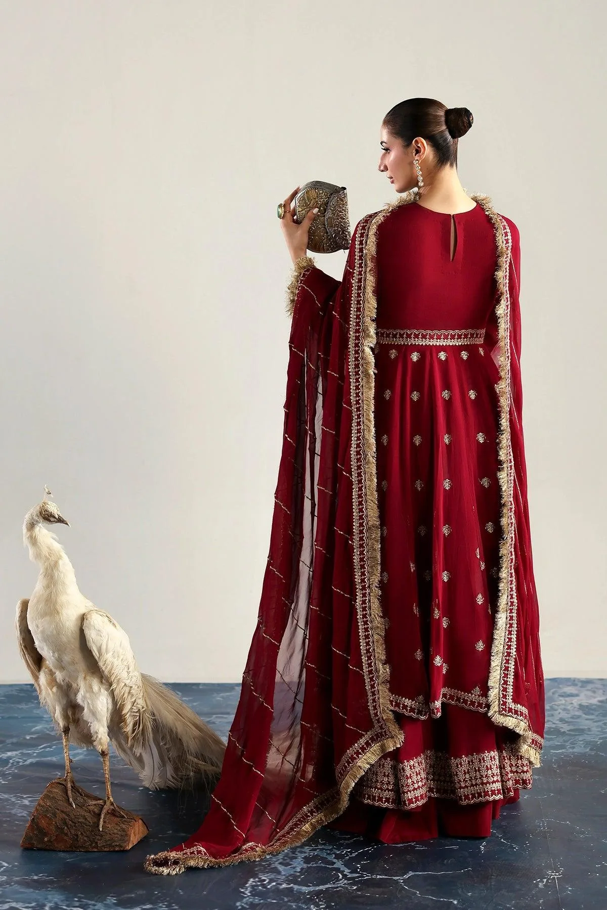Vanya Rene Eid Festive Red Chiffon – view 2 – Poshaq
