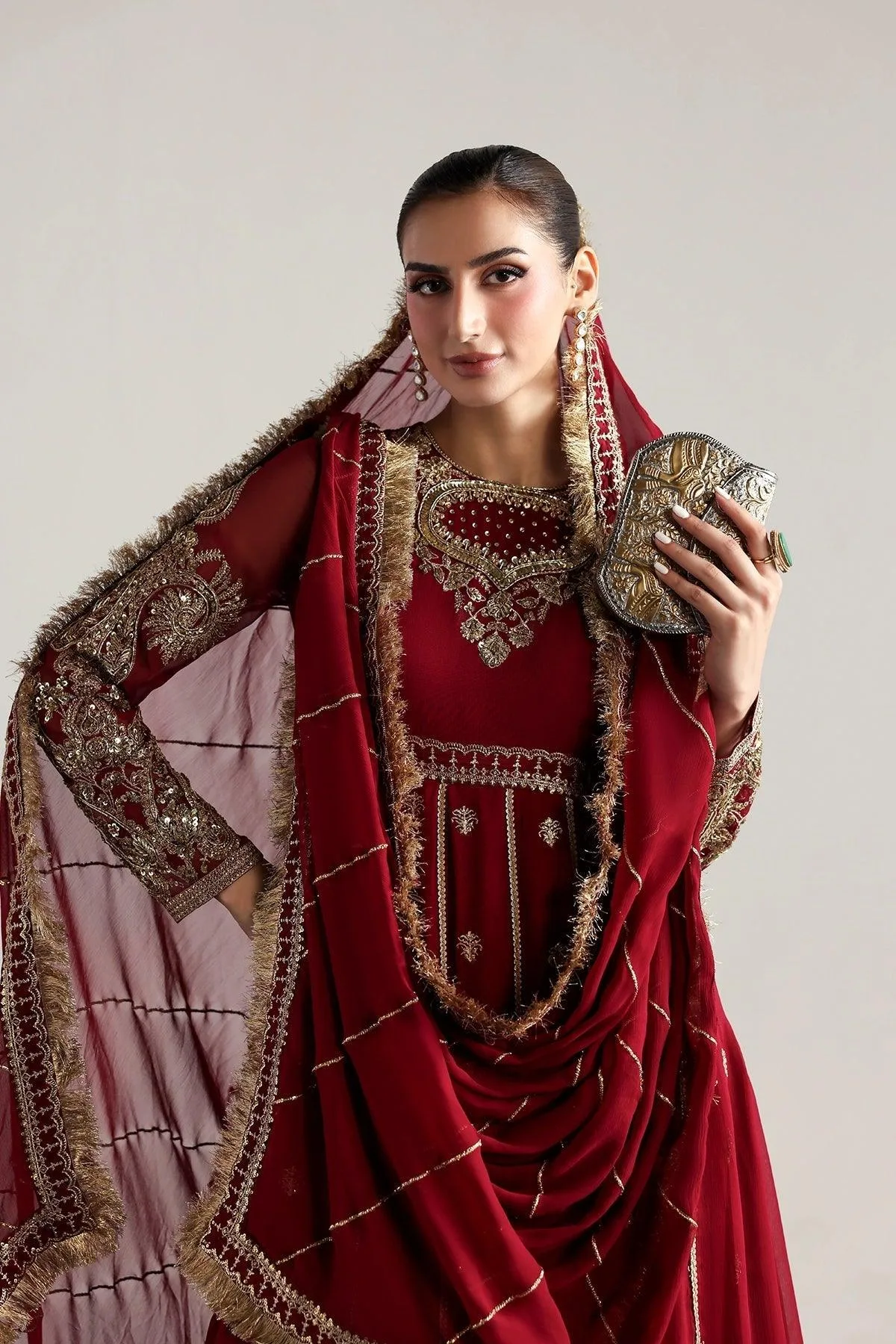 Vanya Rene Eid Festive Red Chiffon – view 3 – Poshaq