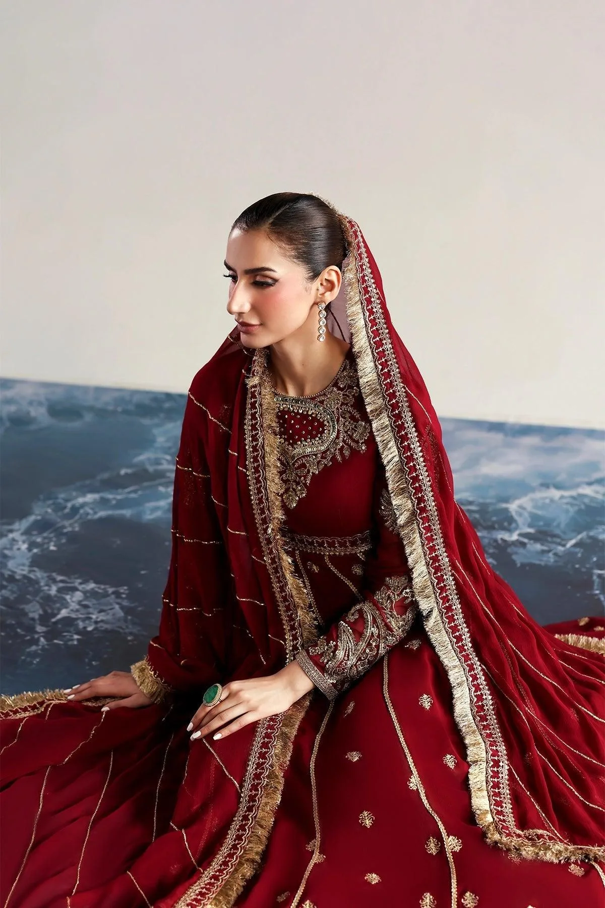 Vanya Rene Eid Festive Red Chiffon – view 4 – Poshaq