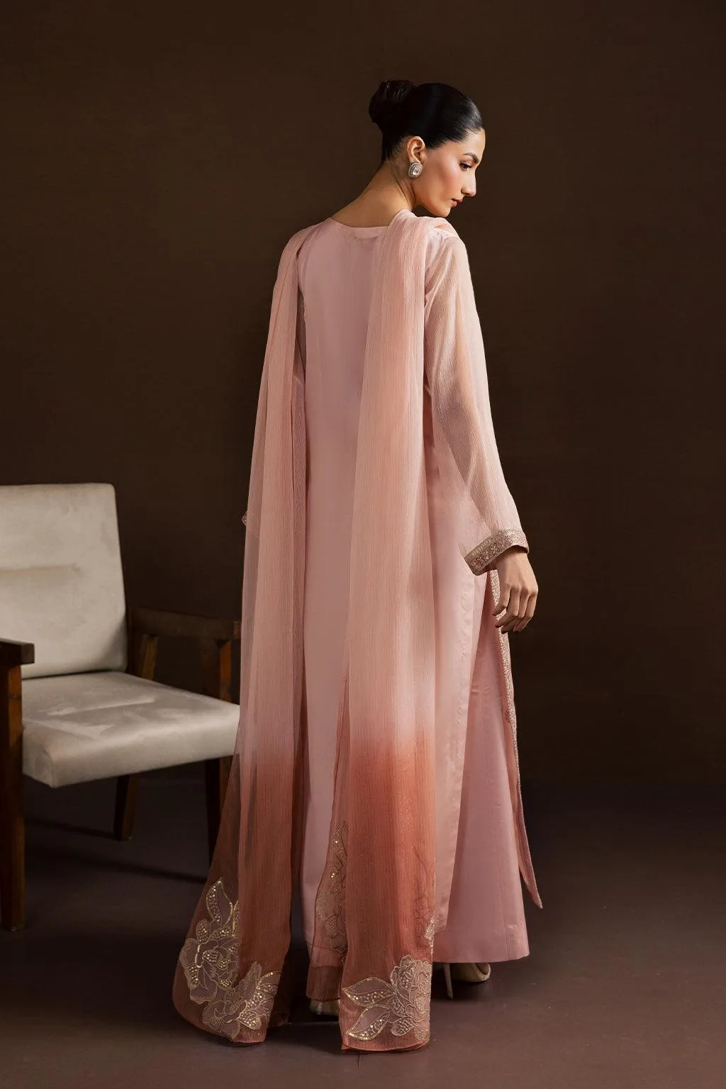 Vanya Silk Edit Pink Chiffon – view 2 – Poshaq