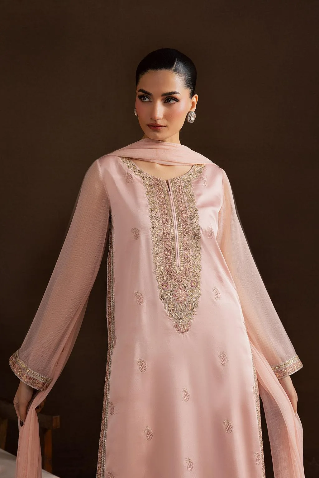 Vanya Silk Edit Pink Chiffon – view 3 – Poshaq