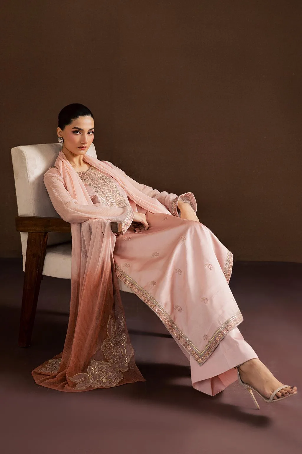 Vanya Silk Edit Pink Chiffon – view 4 – Poshaq