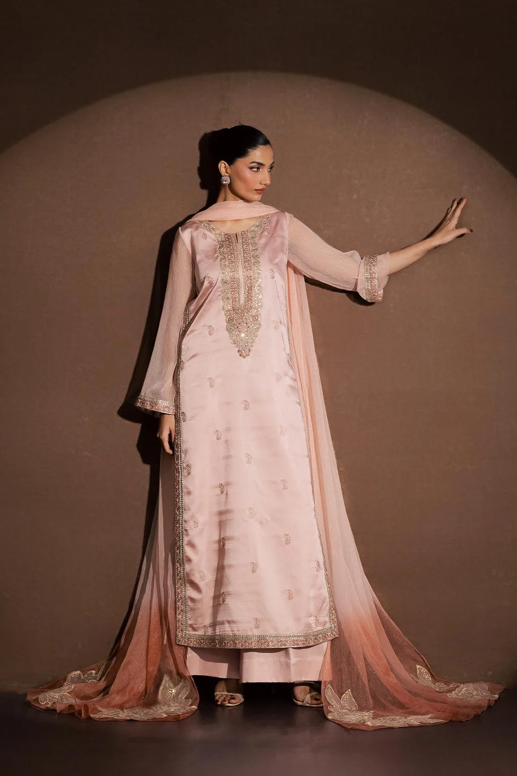 Vanya Silk Edit Pink Chiffon – view 5 – Poshaq