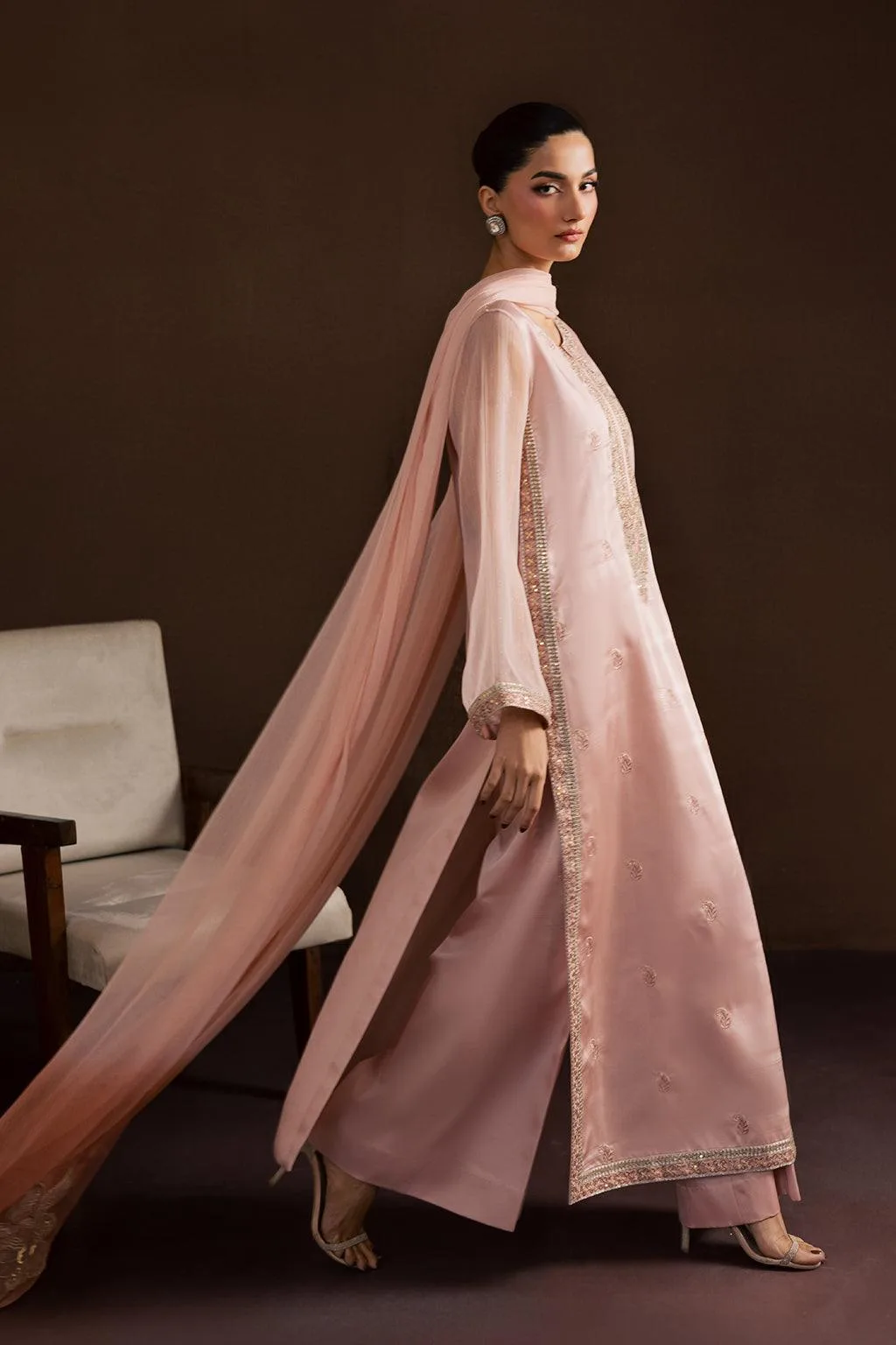 Vanya Silk Edit Pink Chiffon – view 6 – Poshaq