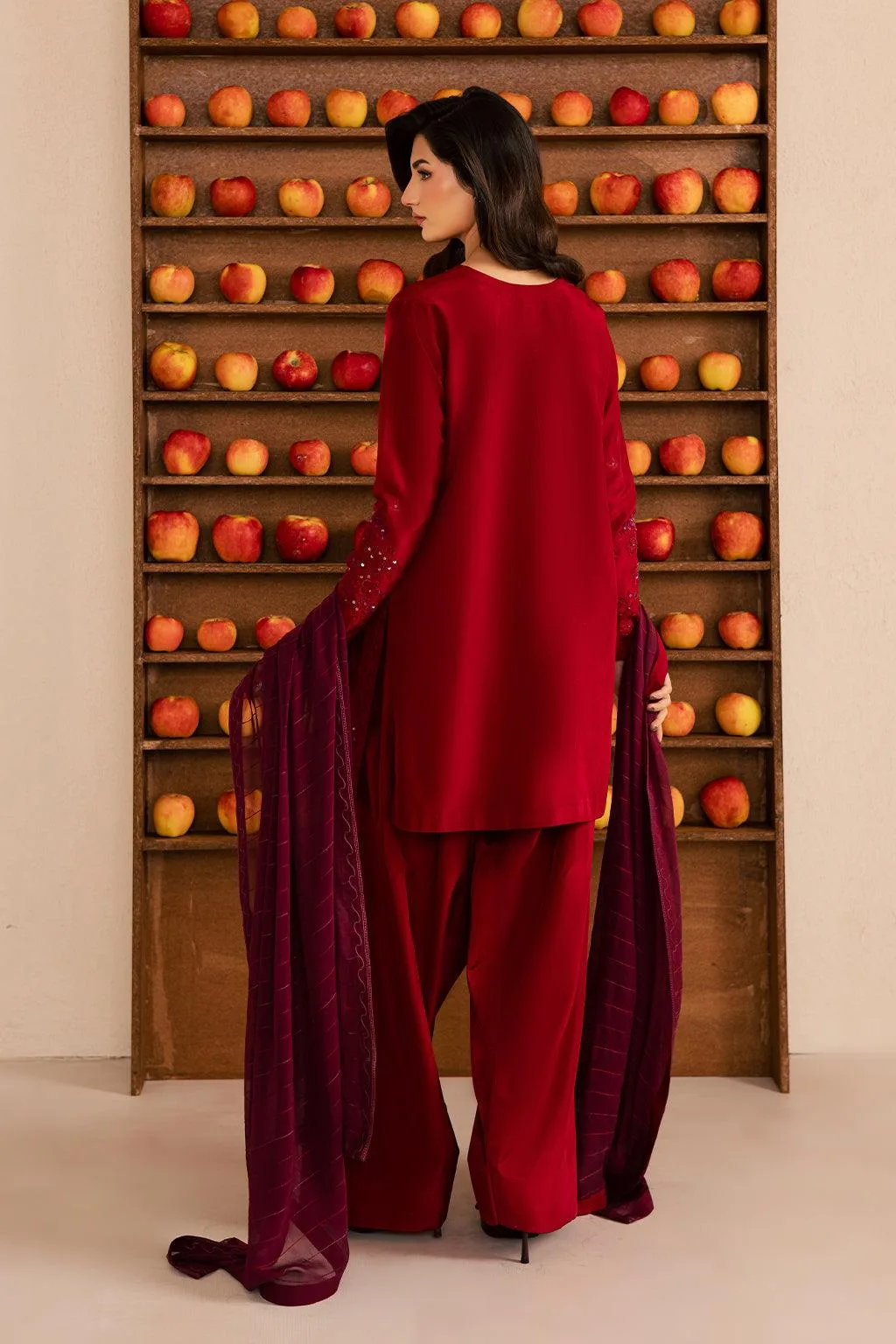 Vanya Silk Edit Red Chiffon – view 2 – Poshaq
