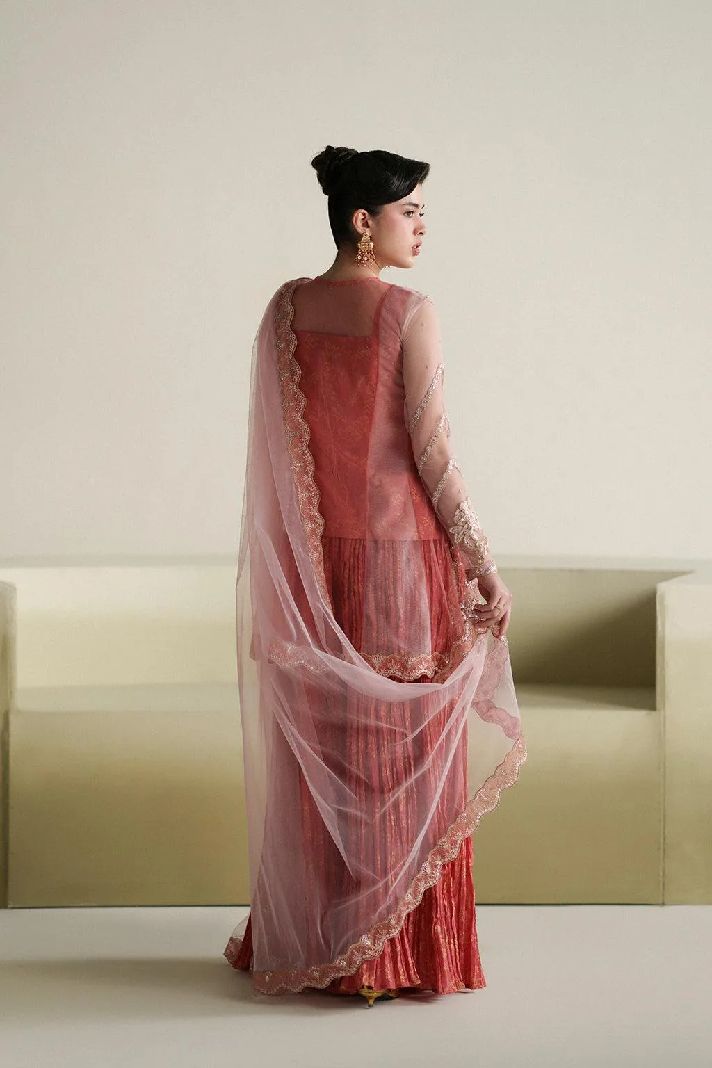 Vanya The Regal Edit Ivory Velvet – view 2 – Poshaq