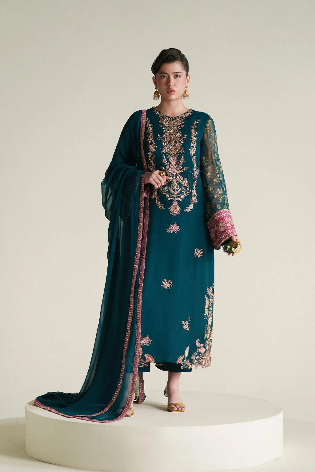 Vanya The Regal Edit Green Chiffon – view 1 – Poshaq