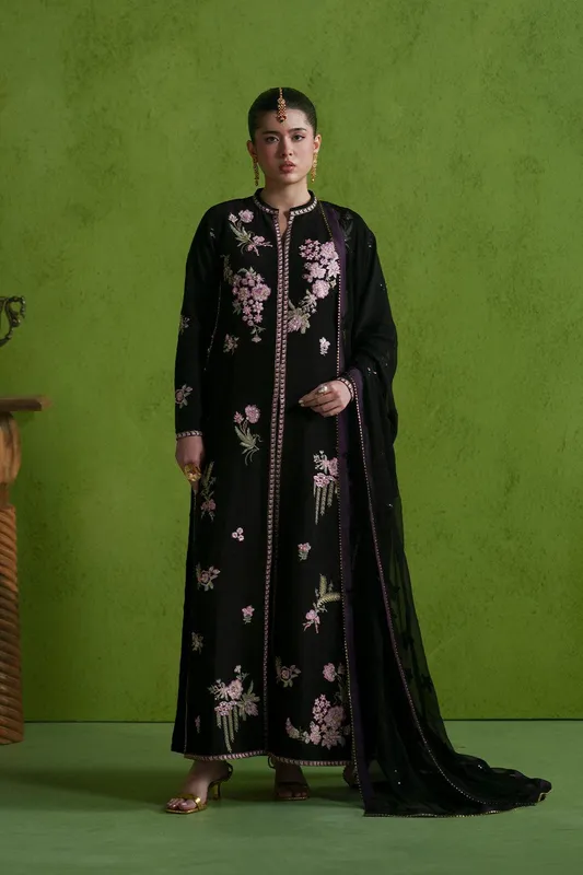 Chiffon linen ensemble with dupatta and trousers – view 1 – Poshaq