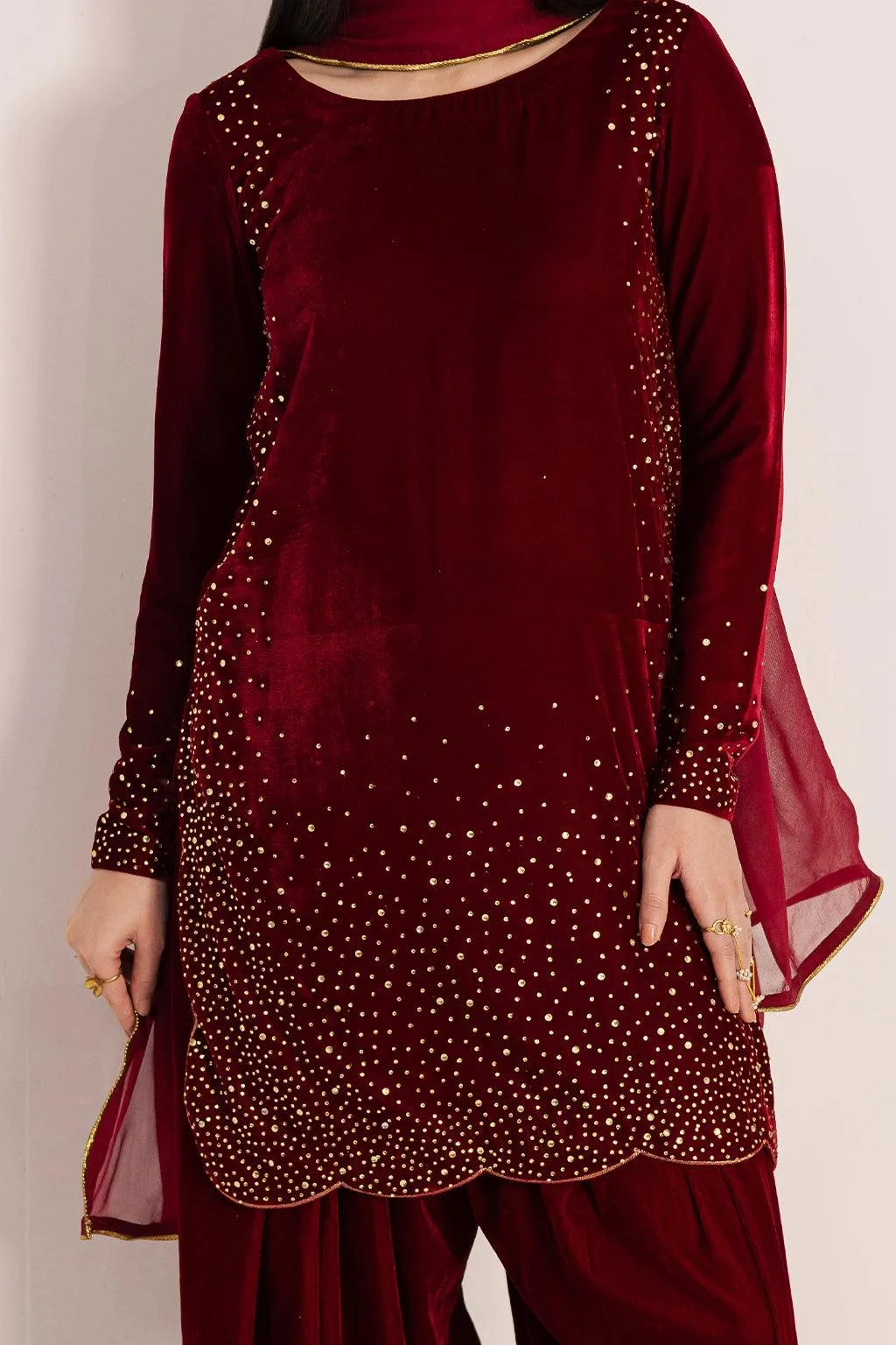 Vanya Velvet Muse Red Chiffon – view 4 – Poshaq