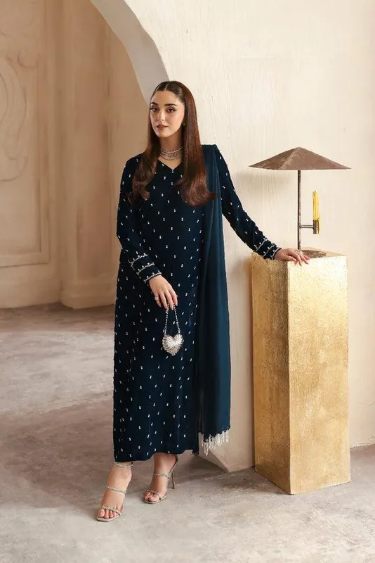 Vanya Revuse Wedding Formals Blue Raw Silk – view 1 – Poshaq