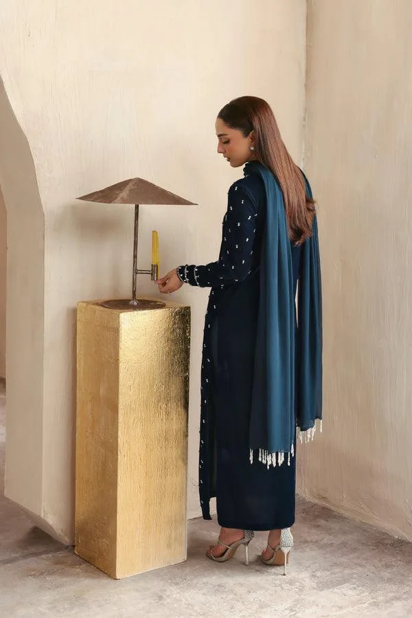 Vanya Revuse Wedding Formals Blue Raw Silk – view 2 – Poshaq
