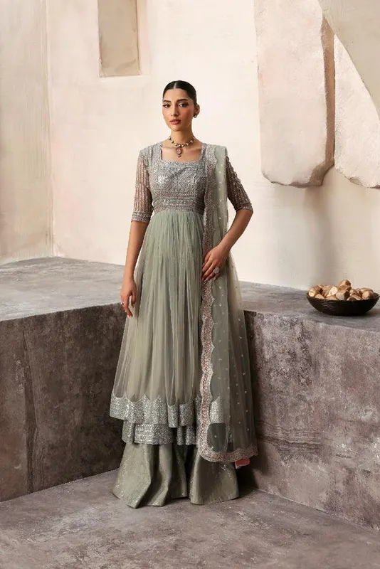 Vanya Revuse Wedding Formals Grey Raw Silk – view 1 – Poshaq