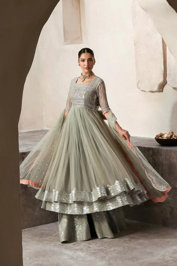 Vanya Revuse Wedding Formals Grey Raw Silk – view 3 – Poshaq