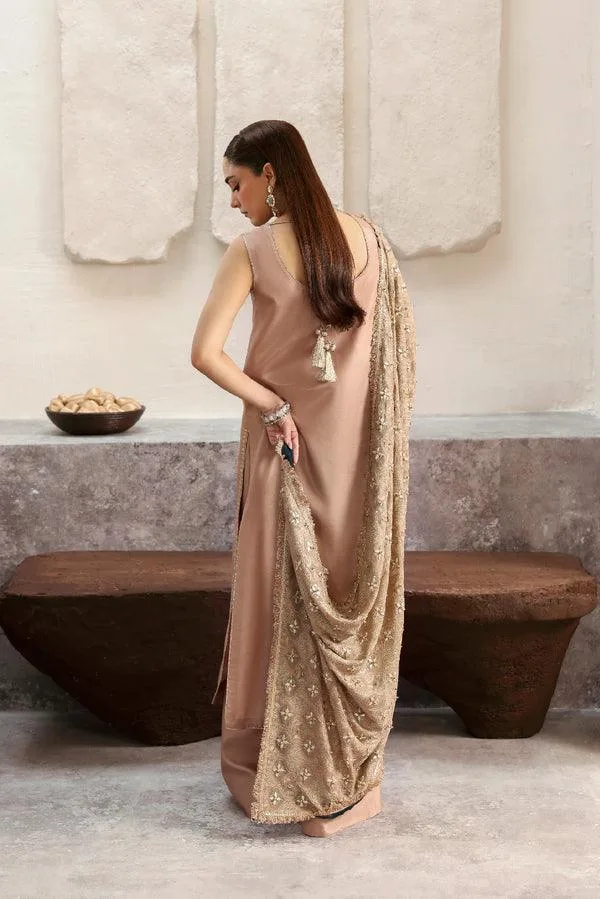 Vanya Revuse Wedding Formals Beige Raw Silk – view 2 – Poshaq