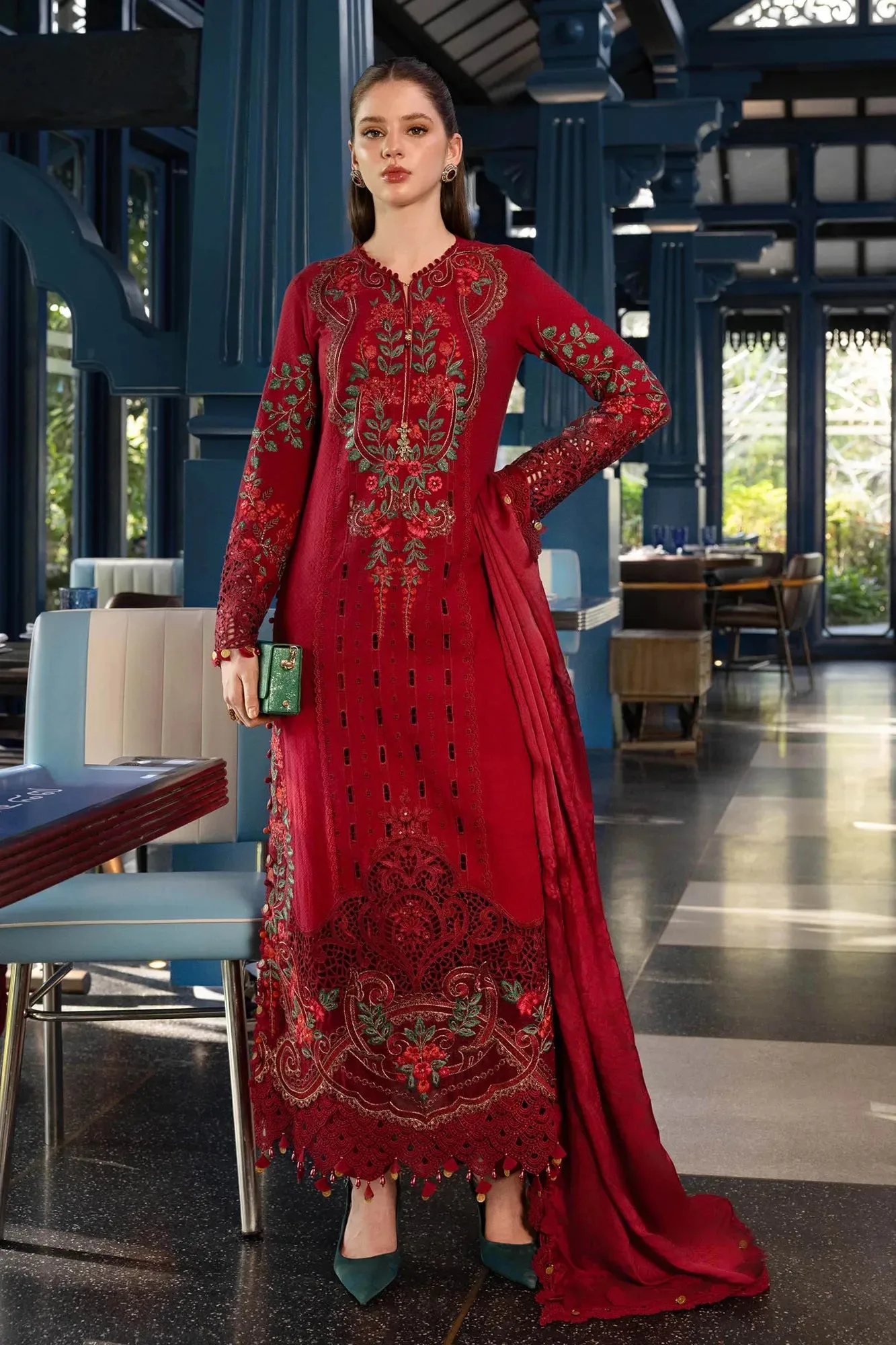 Red Jacquard – view 1 – Poshaq