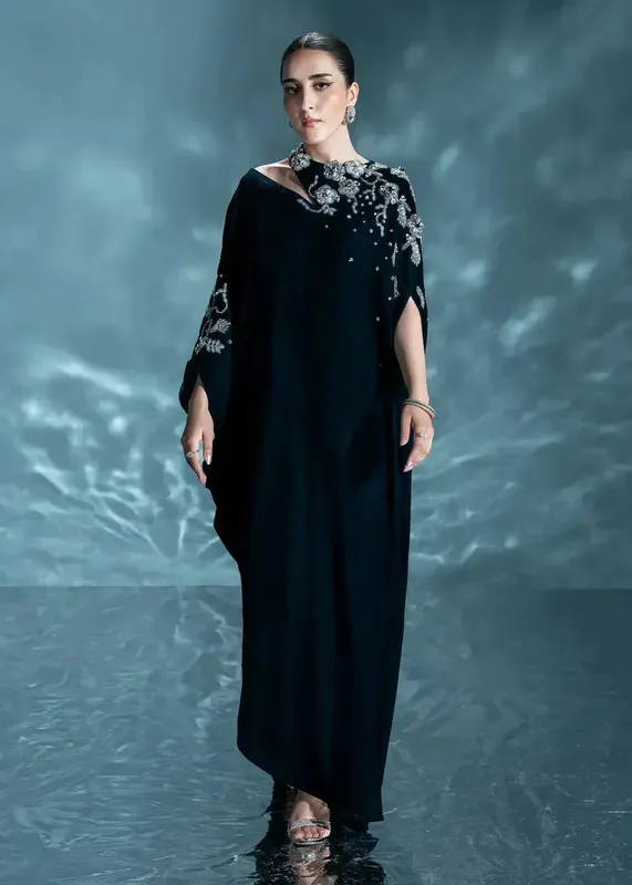 Teal Raw Silk – view 1 – Poshaq