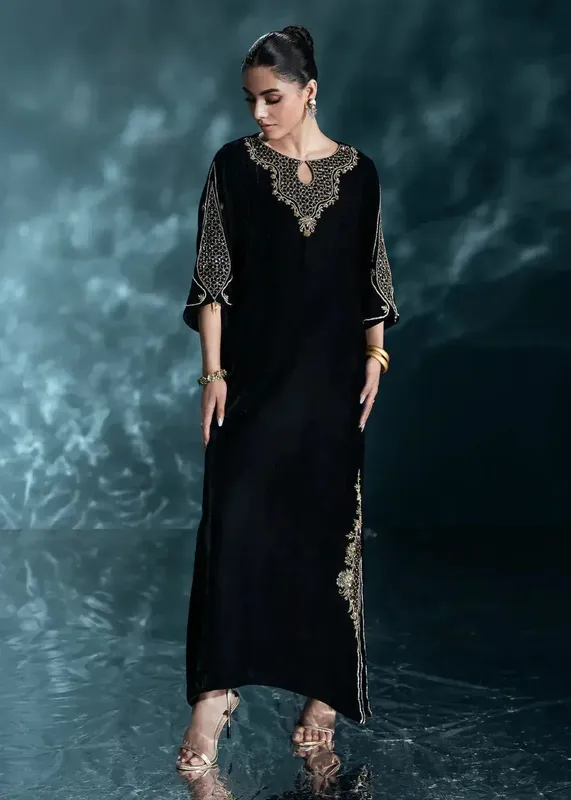Black Raw Silk – view 1 – Poshaq