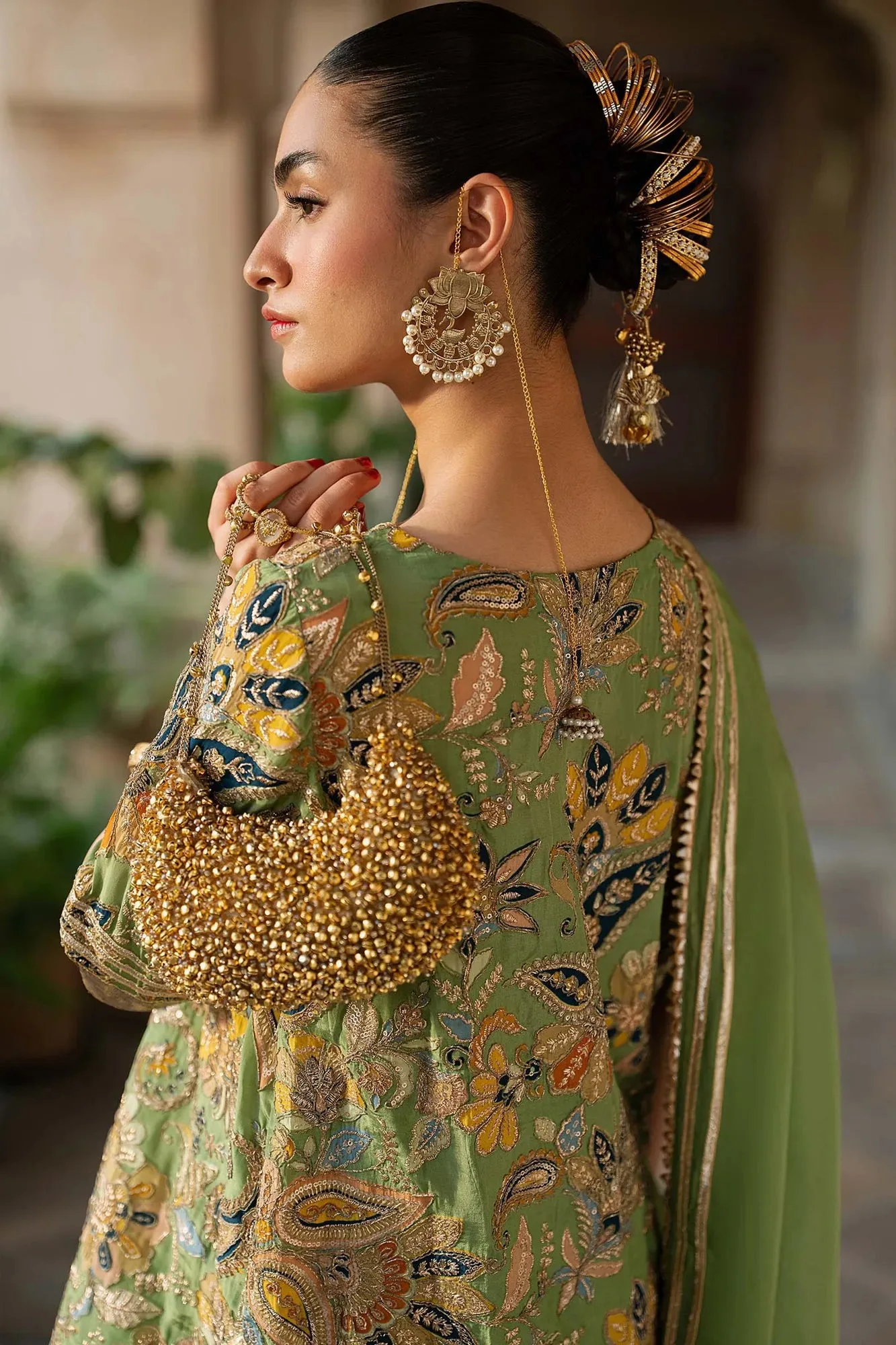 Green Raw Silk – view 1 – Poshaq