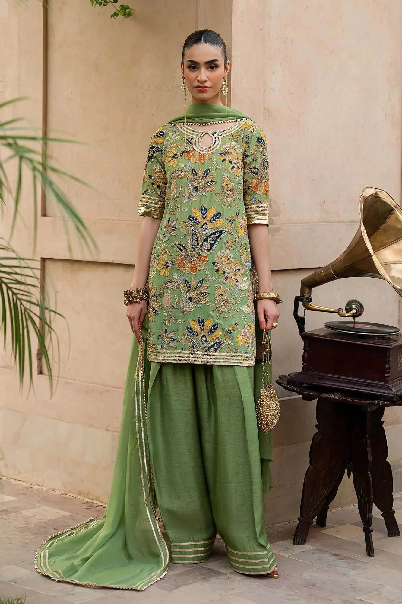 Green Raw Silk – view 2 – Poshaq