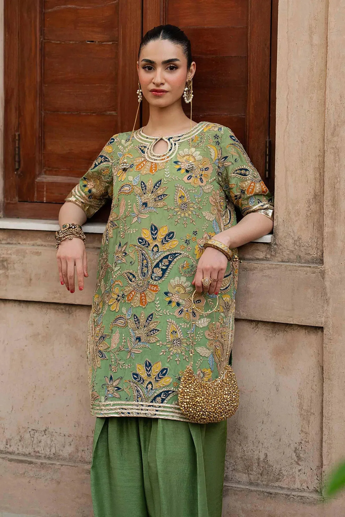 Green Raw Silk – view 3 – Poshaq