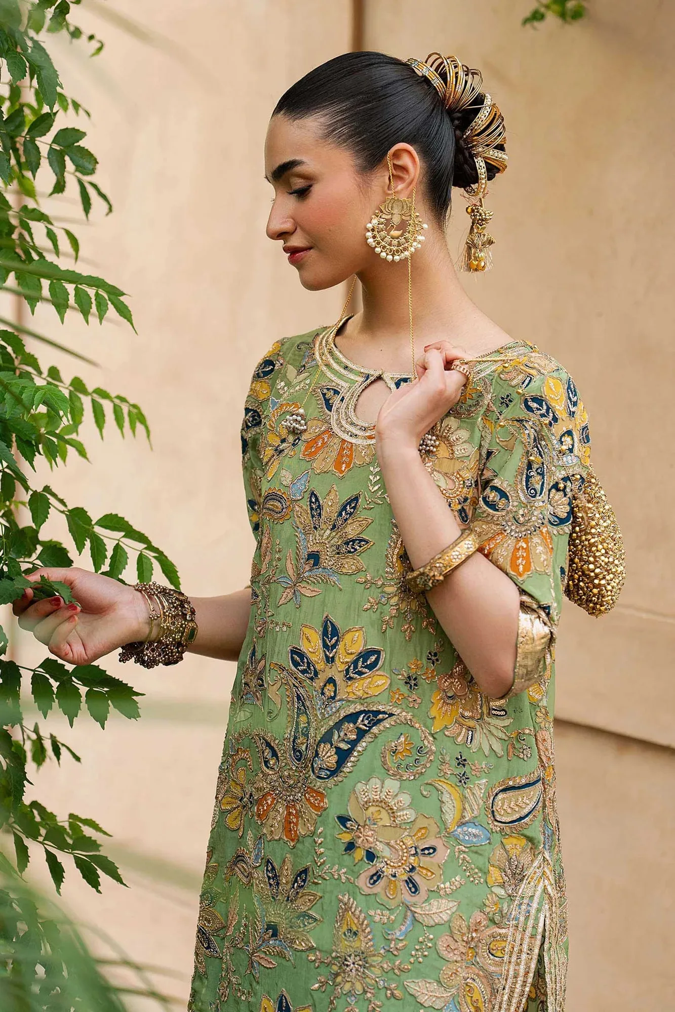 Green Raw Silk – view 4 – Poshaq