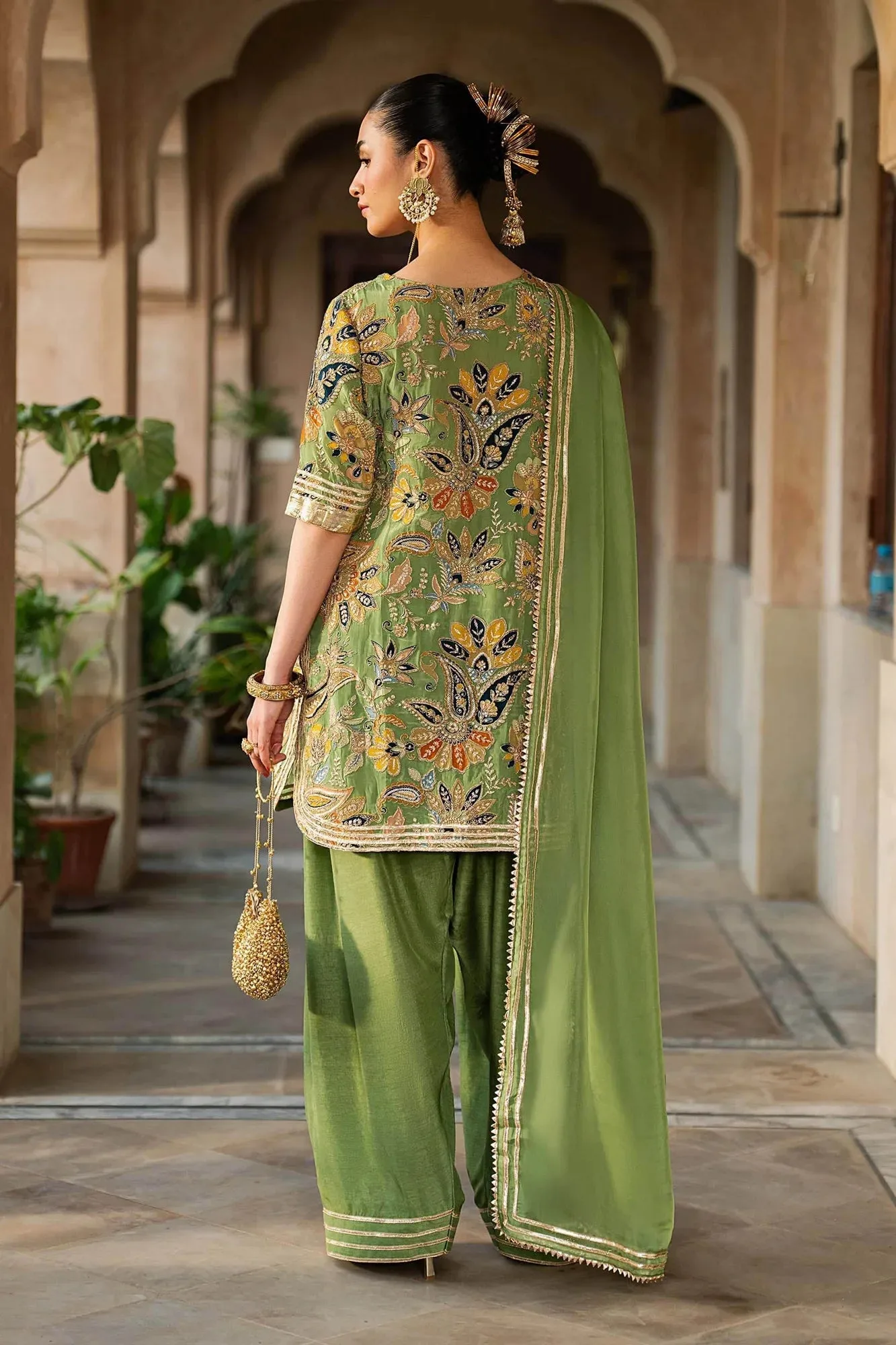 Green Raw Silk – view 8 – Poshaq