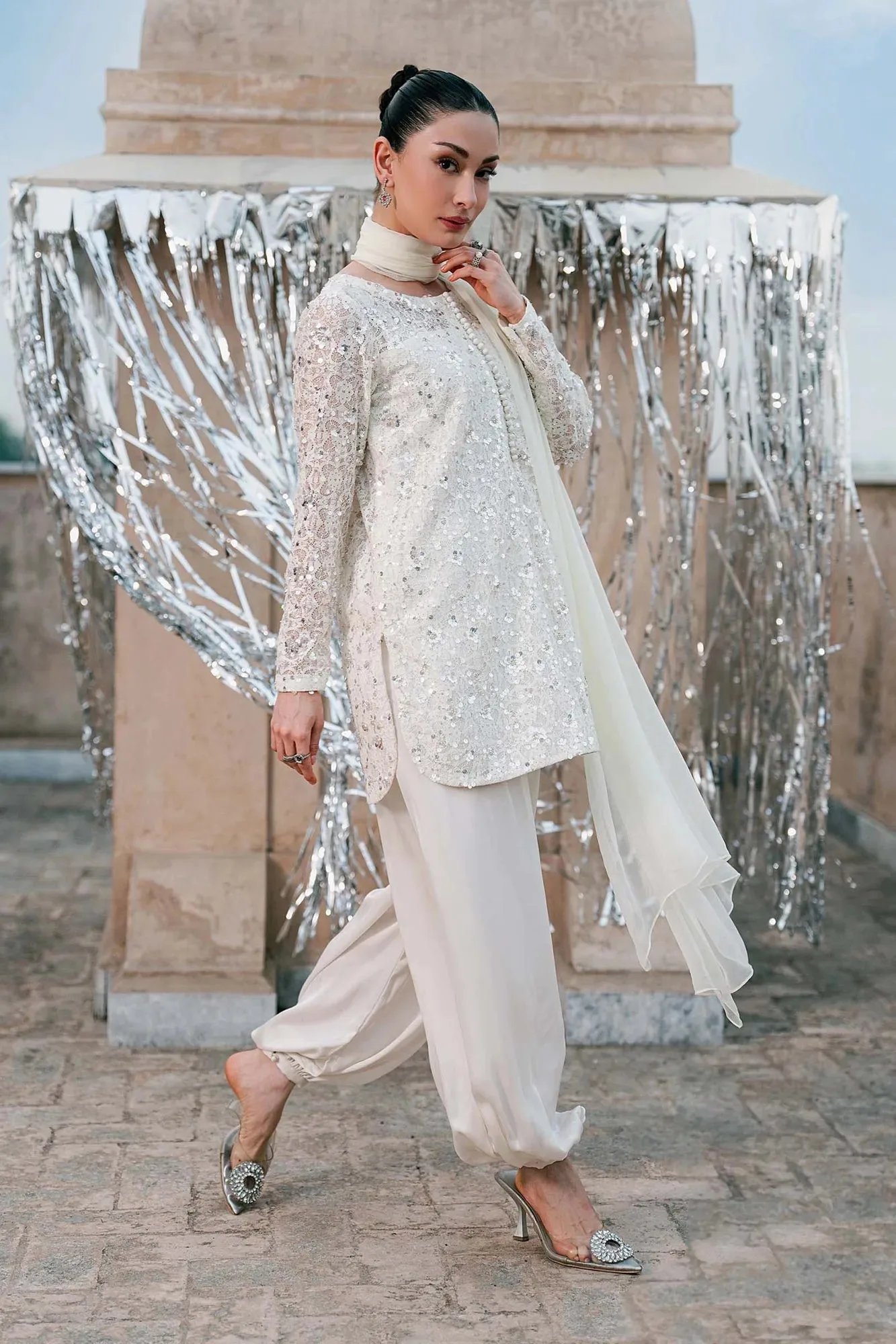 White Raw Silk – view 6 – Poshaq