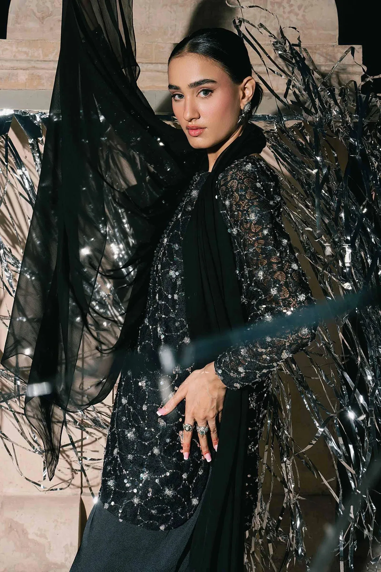 Black Raw Silk – view 4 – Poshaq