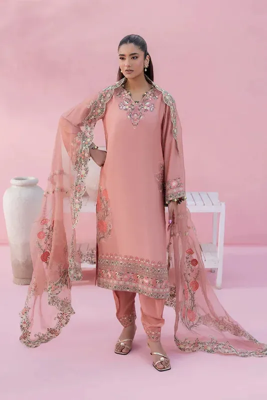 Lyana Eid Edit'26 Peach Organza – view 1 – Poshaq