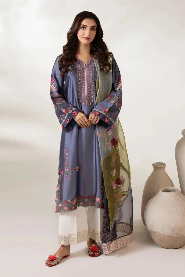Lyana Eid Edit'26 Grey Organza – view 1 – Poshaq