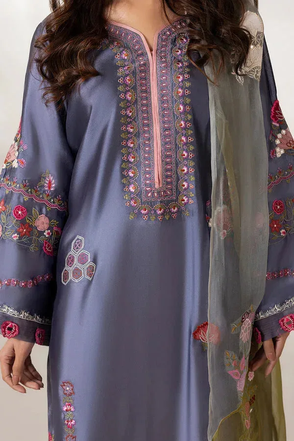 Lyana Eid Edit'26 Grey Organza – view 2 – Poshaq