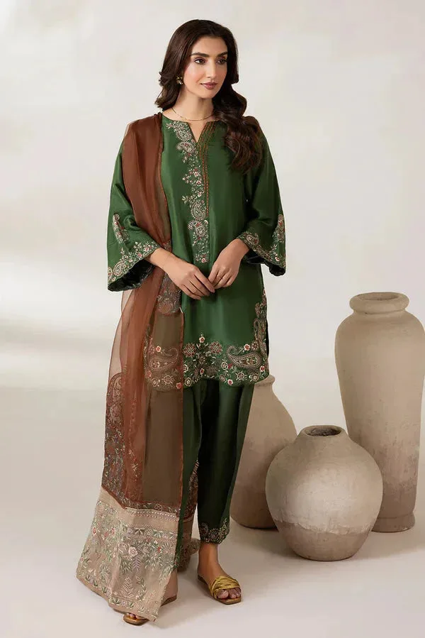 Lyana Eid Edit'26 Green Raw Silk – view 1 – Poshaq