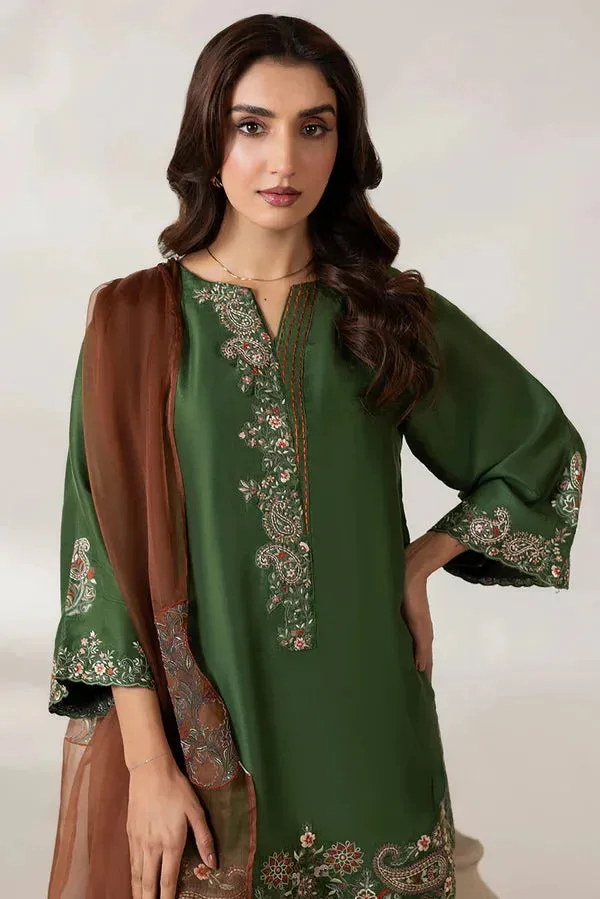 Lyana Eid Edit'26 Green Raw Silk – view 3 – Poshaq
