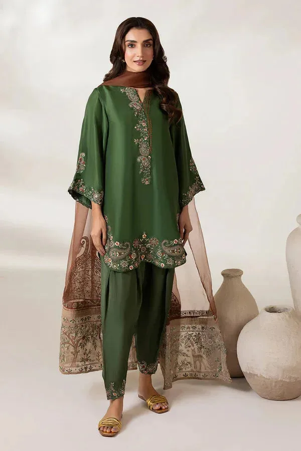 Lyana Eid Edit'26 Green Raw Silk – view 4 – Poshaq