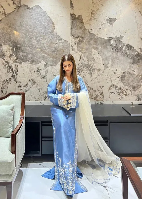 Lyana Eid Edit'26 Blue Organza – view 1 – Poshaq