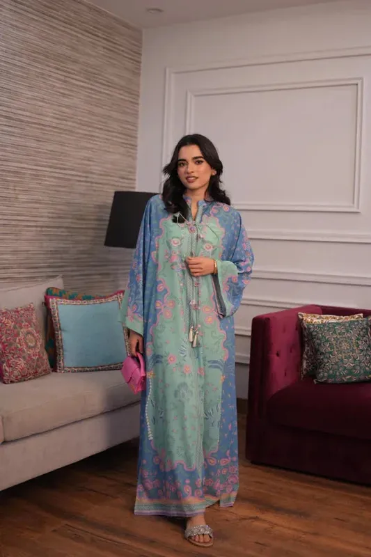 Luxury Kaftans Blue Georgette – view 1 – Poshaq
