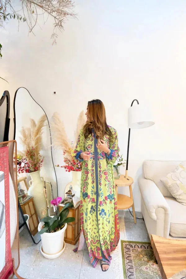 Luxury Kaftans Green Georgette – view 2 – Poshaq