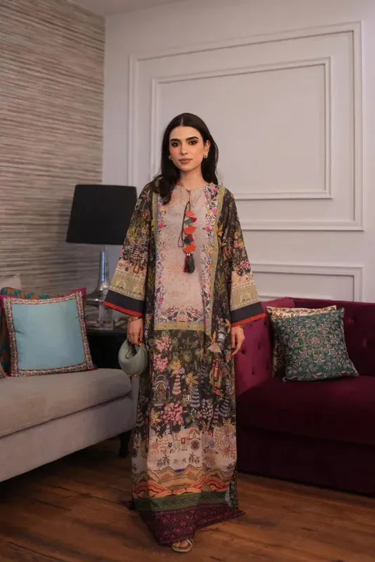 Luxury Kaftans Black Georgette – view 1 – Poshaq