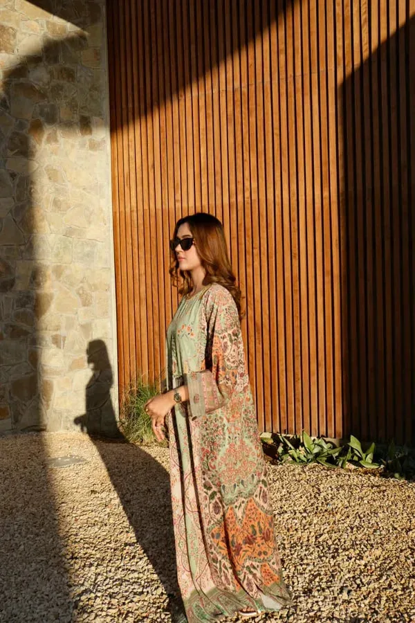 Luxury Kaftans Green Georgette – view 2 – Poshaq