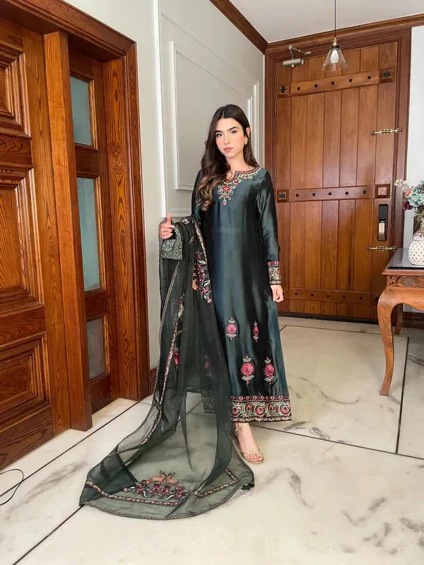 Zara Green Organza – view 1 – Poshaq