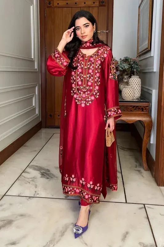 Zara Red Organza – view 1 – Poshaq