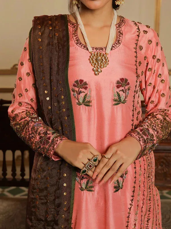 Baad E Saba Pink Raw Silk – view 3 – Poshaq