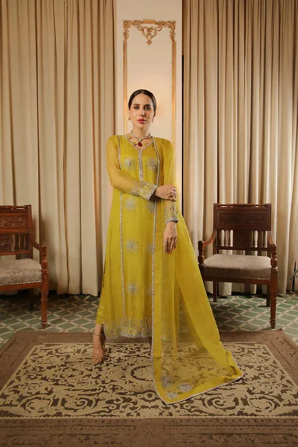 Baad E Saba Yellow Raw Silk – view 1 – Poshaq