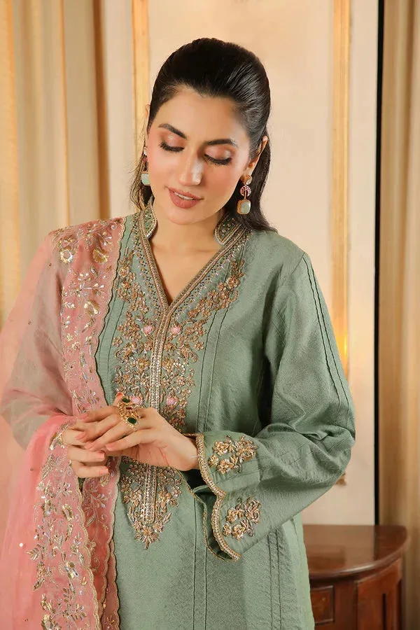 Baad E Saba Green Organza – view 4 – Poshaq