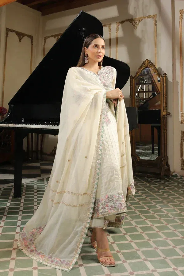 Baad E Saba Beige Raw Silk – view 2 – Poshaq