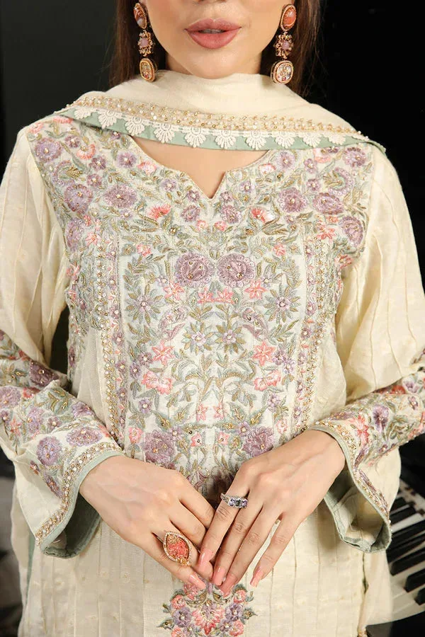 Baad E Saba Beige Raw Silk – view 4 – Poshaq