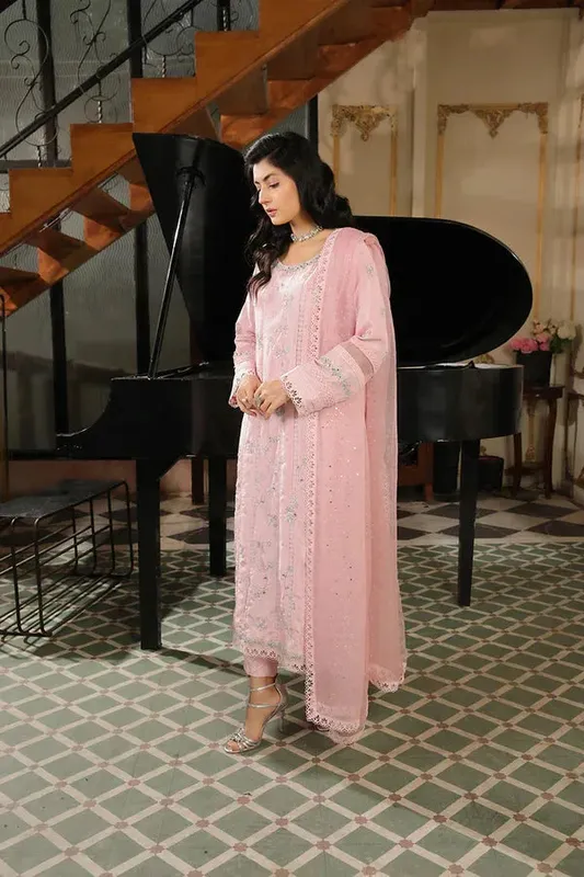 Baad E Saba Pink Raw Silk – view 1 – Poshaq