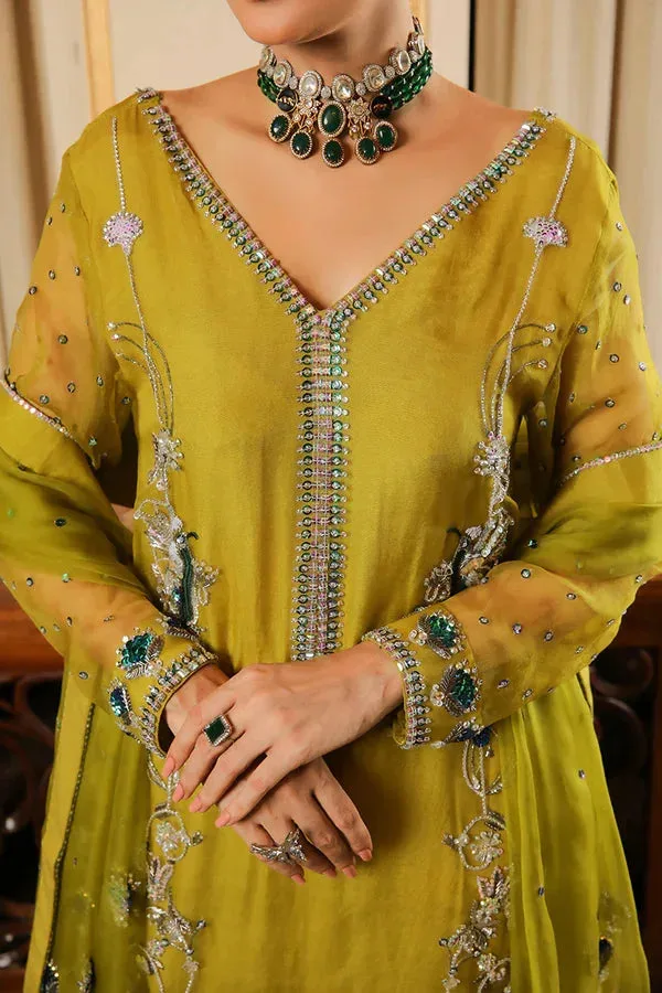 Baad E Saba Green Raw Silk – view 3 – Poshaq