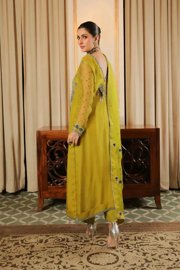 Baad E Saba Green Raw Silk – view 4 – Poshaq