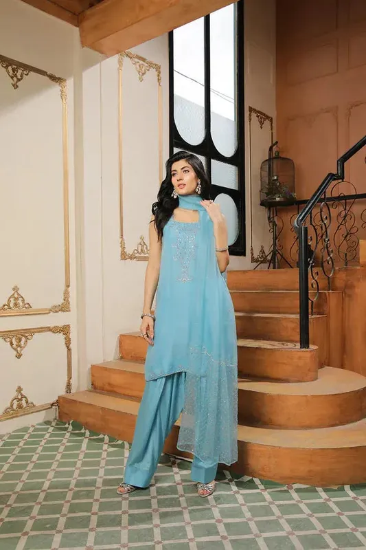 Baad E Saba Coral Raw Silk – view 1 – Poshaq